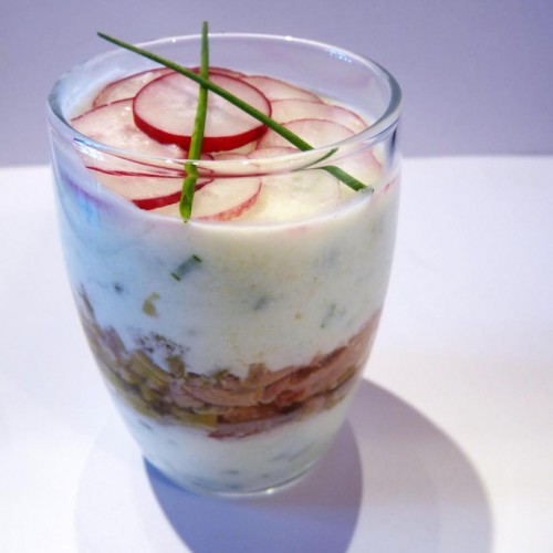 Mousse de concombre émietté de thon