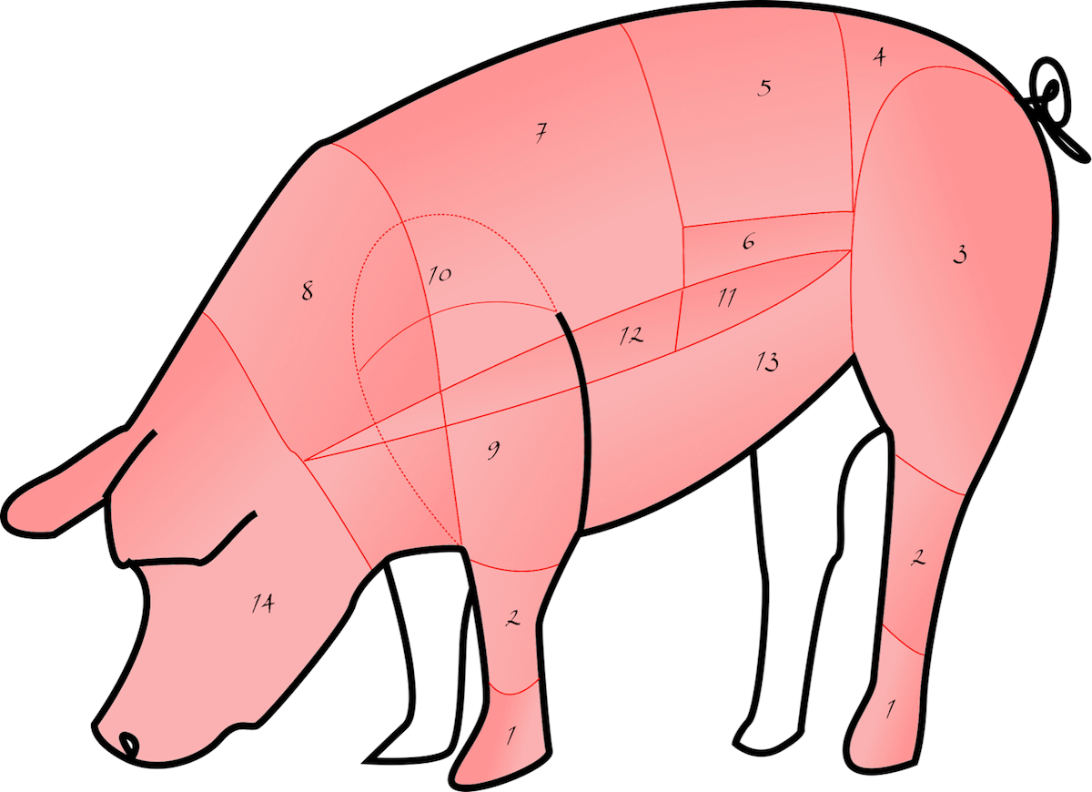pièces de viande porc